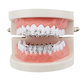 18k Gold Teardrop Bottom Grillz 6 Teeth Caps Top and Bottom Set Teeth Drip Cap Grillz, Brass, Gold