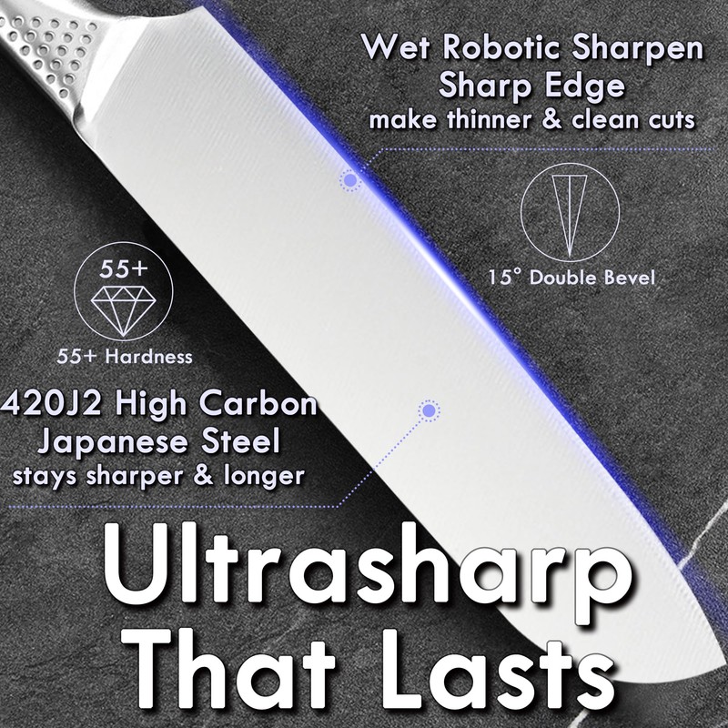 Cutqiz Santoku Knife - 8 Inch Stainless Seamless Kitchen Knife