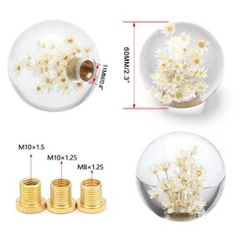 Unifizz 1PC Transparent Ball Shift Knob Daisy Flower JDM Style Gear Shift Knob Round 60mm/2.3" Aluminium