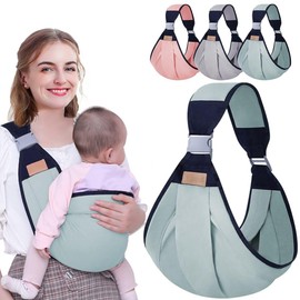 NARUTOO Breathable Baby Sling, Adjustable Baby Carrier, Baby Carrier Wrap, Quick Dry, Thick Shoulder Straps for 0-36 Months Baby (Green A)