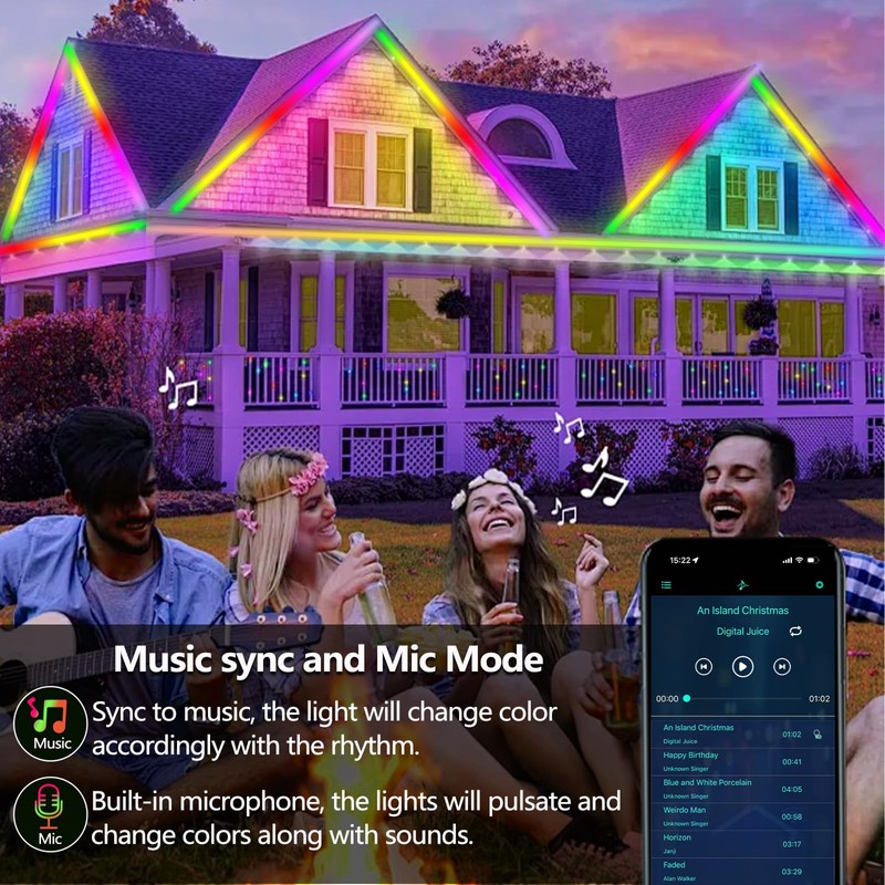 httpsmp 50FT Outdoor LED Strip Light Waterproof,IP68 Outside RGB+IC Light