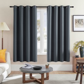 Rutterllow Blackout Curtains for Bedroom, Thermal Insulated Noise Reducing Window Drapes for Living Room, Grommet Top (52W X 72L Inch, Dark Grey)