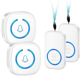 Personal Alarms for Elderly - Smart Personal Alarm - Panic Button Elderly Alarm Call Button Wrist Alarm for Elderly Patient Nurse Panic Alarm Button (2 Transmitters + 2 Receivers)