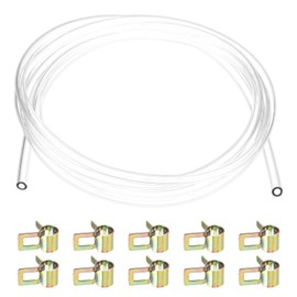 M METERXITY 1-Set Tubing Carburetor Fuel Vent Line, 4mm(0.16") ID 6mm(0.24") OD 2m(7') Long PU Gas Oil Tube with 10Pcs Pipe Clamps for ATV/Motorcycle, Universal Petrol Pipe Replacement [Clear]