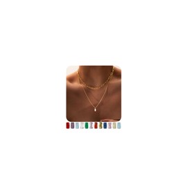 Dainty Gold Birthstone Necklaces for Women Non Tarnish, 14K Trendy Blue Green Cubic Zirconia Emerald Pendant Charm Necklaces Birthday Gifts for Women Waterproof Jewelry April(Diamond)