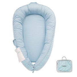 Baby Lounger – Baby Lounger Pillow for Newborn|Soft & Breathable Newborn Nest for Infants 0-24 Months|Organic Cotton Baby Pillow for Tummy Time|Playtime & Travel, Newborn Babies Essential Gift (Blue)