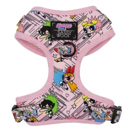 Sassy Woof Dog Adjustable Harness - The Powerpuff Girls™ (Pink) - L, Breathable Mesh, No Pull Design with Two D-Rings, Ideal for Large Dogs