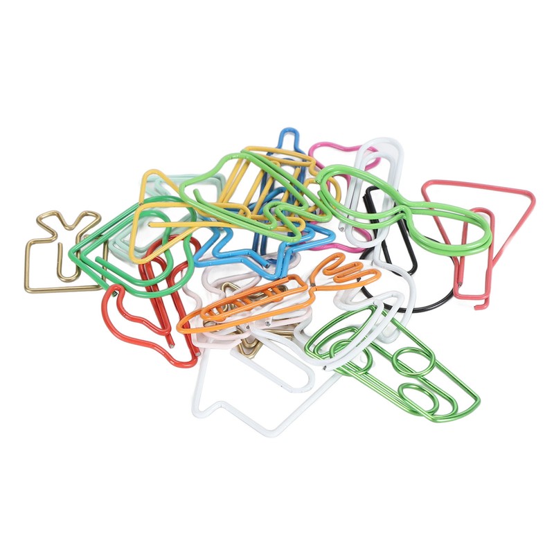 100Pcs Cute Paper Clips 20 Shapes Adorable Fun Metal Paper