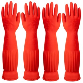 YIOIY Cleaning Gloves, Waterproof and Oil Resistant Rubber Glove for Kitchen Cleaning, Clothing, Cleaning, Household Cleaning, Dishwashing, Car Washing, Pet Grooming (Red, S)