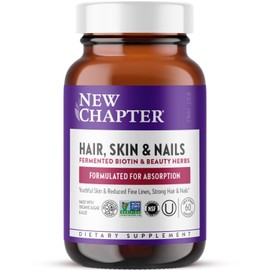 New Chapter Biotin Supplement, Vegan Hair Skin and Nails Vitamins with Fermented Biotin + Astaxanthin - 60 Count