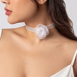 Stocking Stuffers Gifts for Women Flower Necklace for Women Floral Choker Big Rose Flower Choker Necklace Vintage Camellia Necklace Jewelry for Teen Girls