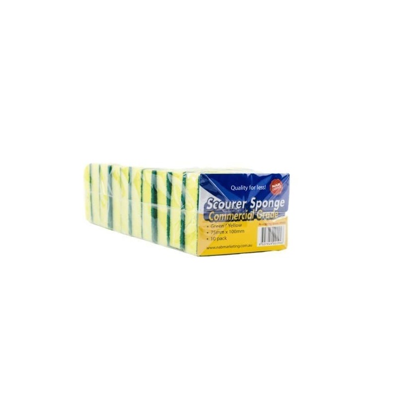 Nab Clean Scourer and Sponge 10-Pieces, 100 x 75 mm
