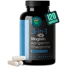 Apigenin Theanine L-Threonate 3-in-1 Complex Supplement Support Relaxation - Made in The USA - Zero Fillers - Gluten Free & Non-GMO - 120 Veggie Capsules