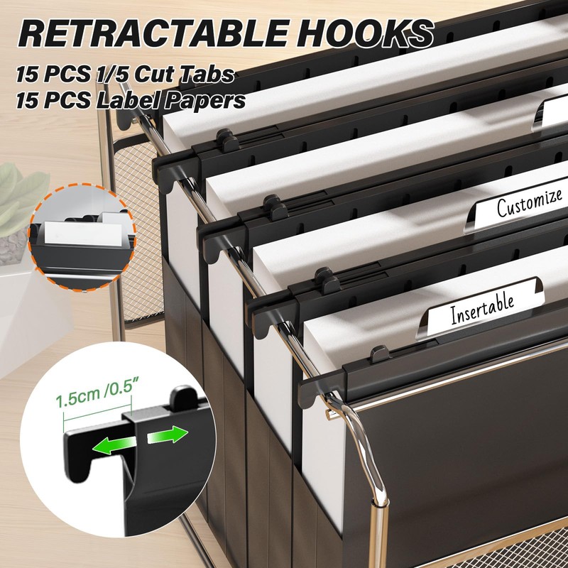 Plastic Hanging File Folders Letter Size,Heavy Duty 2" Expandable File