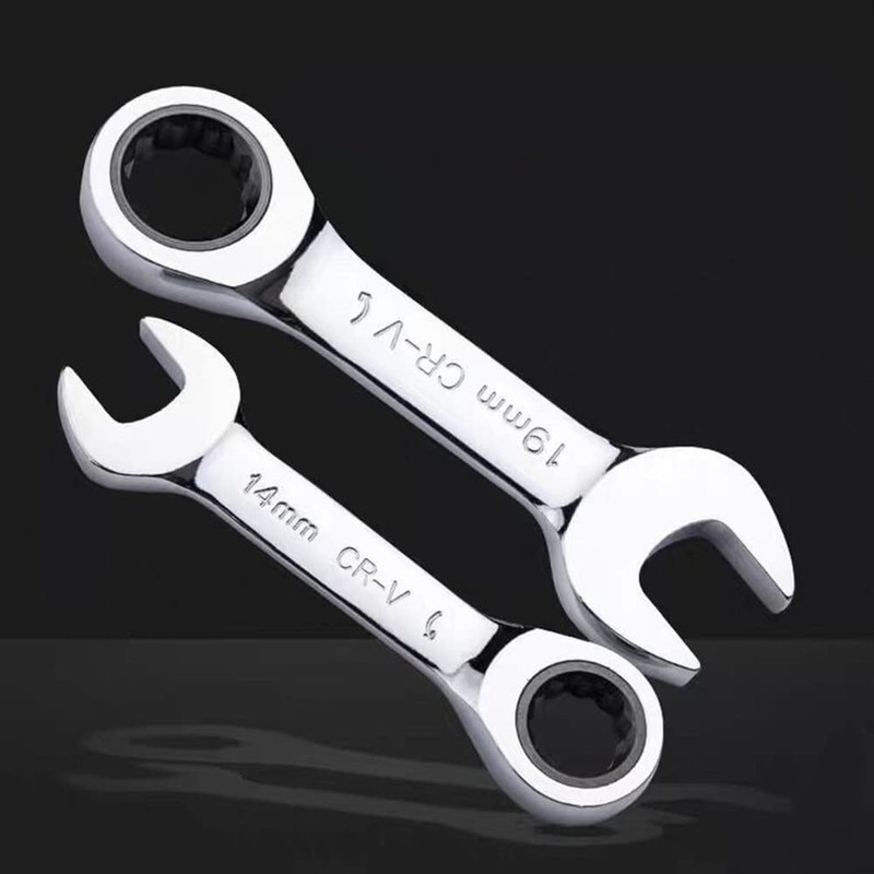 FLZOSPER 8mm Metric Stubby Box End Head Geared Wrench, 72-Tooth