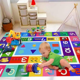 Sejiarep ABC Kids Play Rug - 5' x7' Number Alphabet Shape Fruit Learning Educational Area Rug - Large Non-Slip Kids Room Play Mat (Rectangle Alphabet, 5x7 ft)