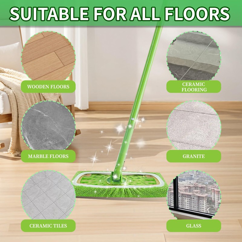 10 Pcs Dry And Wet Sweeping Cloths Mops,Reusable Mop Refill