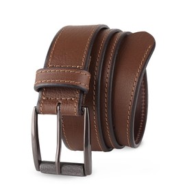 Prospero Comfort - Full-Grain Leather Belt for Men, Genuine Cowhide Men’s Belts Leather, Men Belts for Jeans and Trousers, Casual Belts for Men, 38mm or 1.5 in Stitched Brown Belt Men’s Size 36