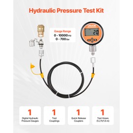 VEVOR Digital Hydraulic Pressure Test Coupling Kit, 10000 PSI Pressure Gauge Manometer Tester with 1 Gauge, 1 Test Coupling, 1 Quick-Release Coupler, and 1 Hose for Excavator Construction Machinery