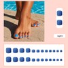 24Pcs French Tip False Toenails - Short Square Pure Blue