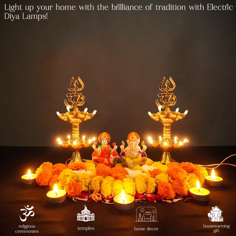 Electric Plastic Light, Pooja Diya with LED Spark, Home Temple