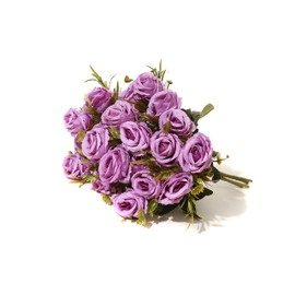 YoungJewl Artificial Flowers 6 Branch Fake Silk Mini Rose Plastic Flowers Arrangement for DIY Wedding Bouquets Home Decorations Table Centerpieces 2 Packs (Light Purple)