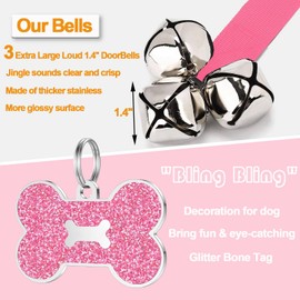 KEXIAVA 2 Pack Dog Bells Potty Training, Dog Doorbell for Training Bell for Dog to Ring to go Outside Puppy Training Door Bells Adjustable Strap Dog Door Bell (Pink)
