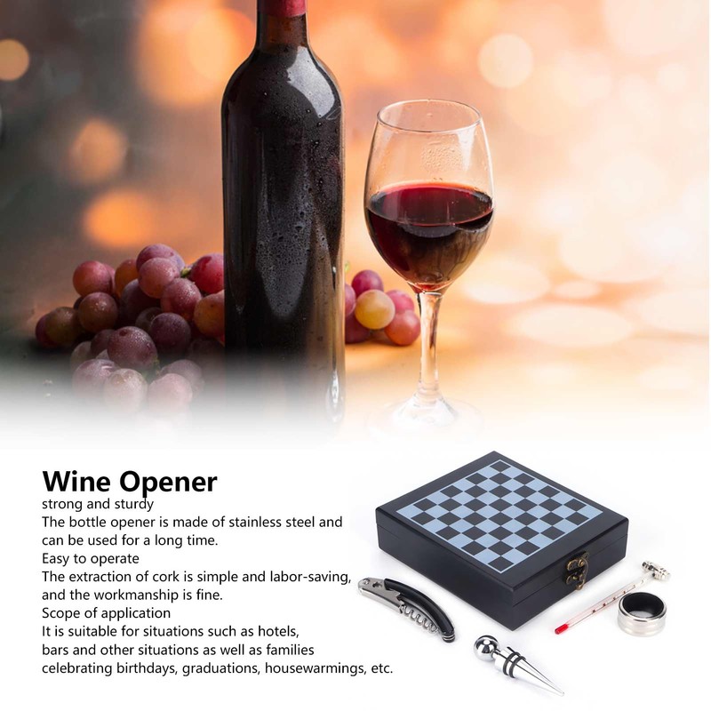 Stainless Steel Wine Opener Set with Thermometer Wine Corkscrew Present