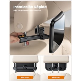 Lamicall Espejo para Bebe Auto -[Seguro Gancho Triangular] 100% Acrílico Irrompible, Rotación de 360° y Visión Clara y Amplia, para Bebé Mirando Hacia