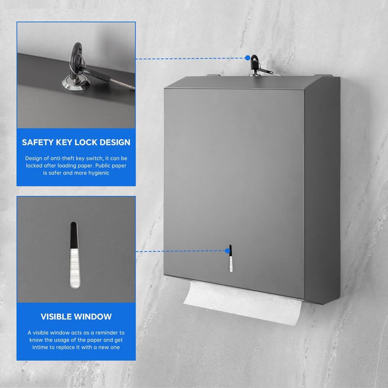 Paper Towel Dispenser Wall Mount Commercial c-fold/Multi-fold/Tri-fold, Touchless Hand Towel
