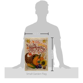 Angeleno Heritage Thanksgiving Cornucopia Garden Flag Fall Turkey Give Thanks Gobble Pumpkin Season Autumntime House Decoration Banner Small Yard Gift Double-Sided, Made in USA