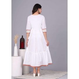 Anarkali Indian dress Kurta for Women Pakistani Wedding/Party Wear Designer Style Anarkali Kurti (White-XXL)