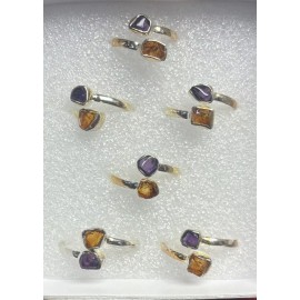 Natural Creations Amethyst And Citrine thumb ring sterling silver size 9