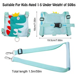 QINREN Toddler Reins Walking Safety Harness for Kids, Dinosaur Baby Reins Safety Leash Baby Toddler Anti Lost Belt Reins for Toddlers Boys and Girls 1-5 Years