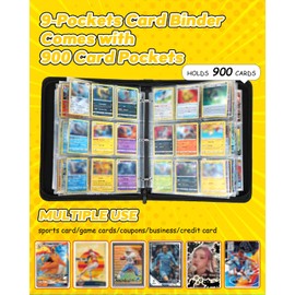 Lotadilo for 9 Pocket Card Binder Large Capacity for 900 Cards - Trading Card Collection Album Folder Double Sided Pocket with Zipper Strawberry for Girls Girly Teens for Sports Cards Game Cards