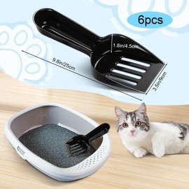 Bokon 6 Pack Disposable Cat Litter Scoop with Wide Slats Plastic Travel Kitty Litter Scooper for Clay Litter