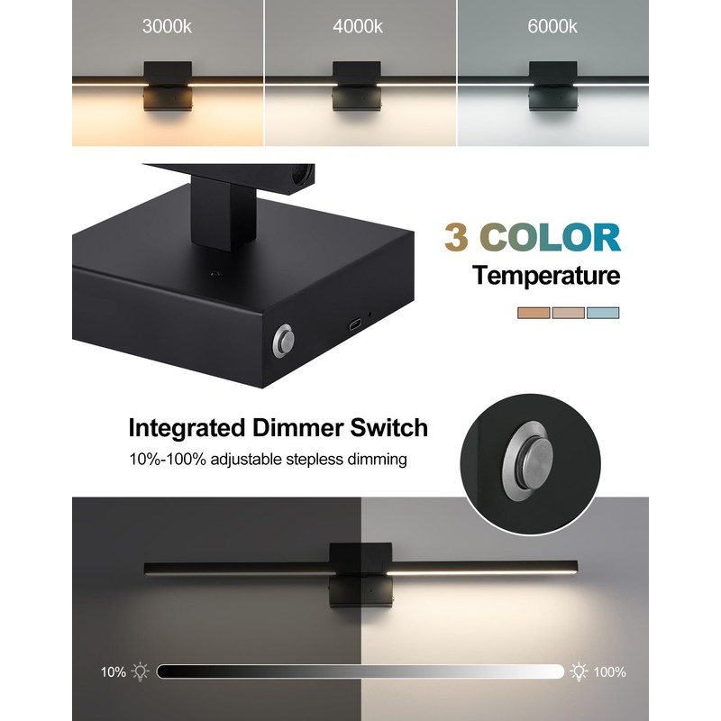 8000mAh Battery Operated Wall Sconce Set of 2, 3 Color