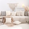 Boho Jacquard Throw Pillow Covers 18x18 Set of 2 Beige