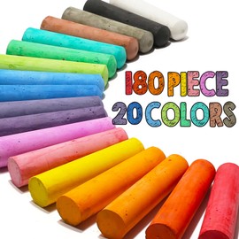 180 Pack Washable Sidewalk Chalk for Kid, 20 Colors Non-Toxic Jumbo Chalk Paint Bulk for Summer Outdoor Activity, Playground, School Classroom Chalkboard, Chalk Party Favors Set for Toddler Kids Adult
