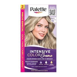 Palette Tinte para cabello Color Creme 9 1 Rubio Extra Claro Cenizo, 2 Piezas, 50 ml