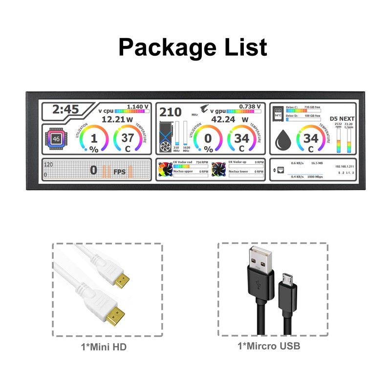 wisecoco 8.8 Inch Computer Secondary Screen CPU Temperature Monitor with