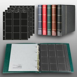 Prophila Collection Coin Album with 4 Sleeves (Black Interleaves) for 110 Coins Green