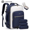 LOVEVOOK Fall Travel Backpack for Women & Men as Personal Item Flight Approved, Large Capacity Carry on Backpack for Airplanes with 3 Packing Cubes and Laptop Compartment, Waterproof WeekenderBag for Hiking, Overnight:_Navy-beige-black_40L