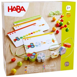HABA 305780 Threading Game Farm Friends Threading Game from 3 Years, Made in Germany, Colourful