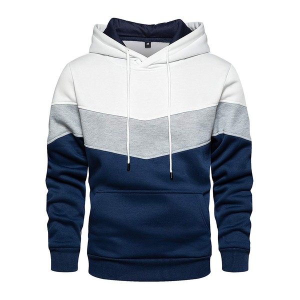 LBL Men's Hooded Sweatshirt Bright Colour Long Sleeve Kangaroo Pocket for Winter and Autumn, white