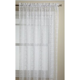 LORRAINE HOME FASHIONS Priscilla 60 x 72 Pulgadas, Panel a Medida, Color Blanco
