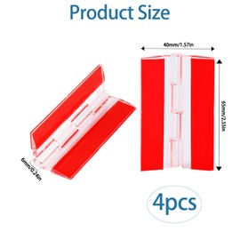 4 Pcs Transparent Plastic Hinges - Acrylic Piano Hinge Self-Adhesive Tools for Cabinet & Drawer Furniture DIY Display Stand (65x40 mm)