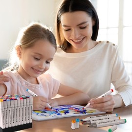 Kebuye Alcohol Markers 100 Colors, Alcohol Based Marker with Case, Dual Tip Art Markers for Kids Adults Coloring Books, Sketch Permanent Marker Pens, School Supplies Christmas Gift