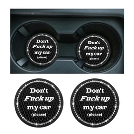 Sylvil 2 PCS Bling Car Cup Coaster, 2.75 Inch Anti-Slip Cup Holder Insert Coasters, Crystal Rhinestone Auto Drink Car Cup Mat for Women Girls, Universal Interior Car Accessories (Black)