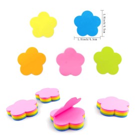 Saktopdeco Mini Flower Shaped Sticky Notes Colorful Cute Sticky Notes Fun Self-Stick Memo Pads Set for Office School (4 Pads 400 Sheets)